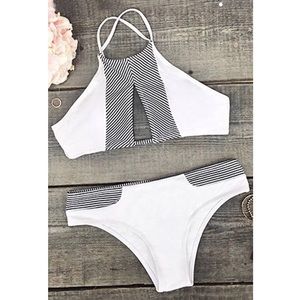 White bikini with cut out